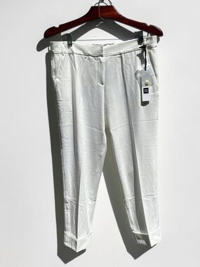 🌻NEW James Jeans White Trousers Cuffed Cropped Tailored Pants Size 29